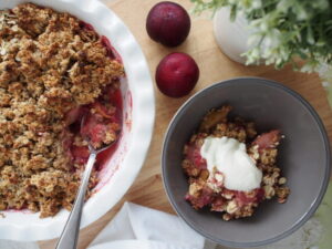 Baked Pear & Plum Crumble