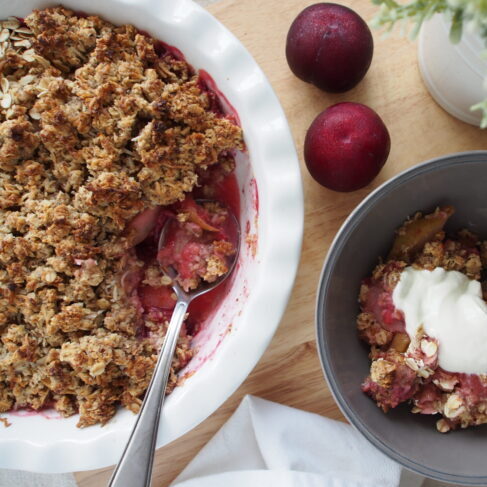 Baked Pear & Plum Crumble